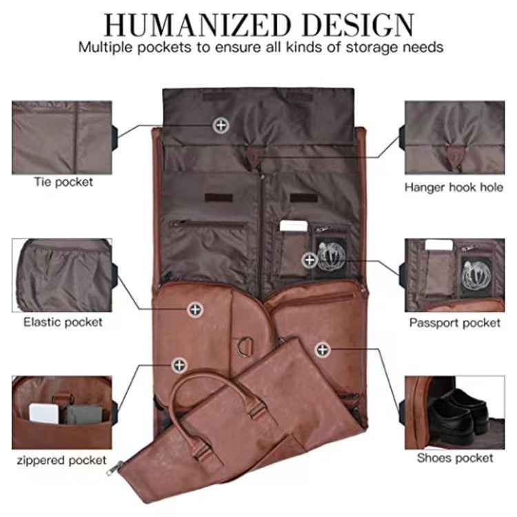 brown pu travel garment bag,custom,detail 02