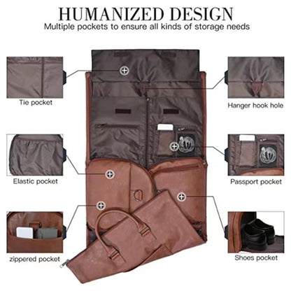 brown pu travel garment bag,custom,detail 02