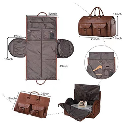 brown pu travel garment bag,custom,dimensions