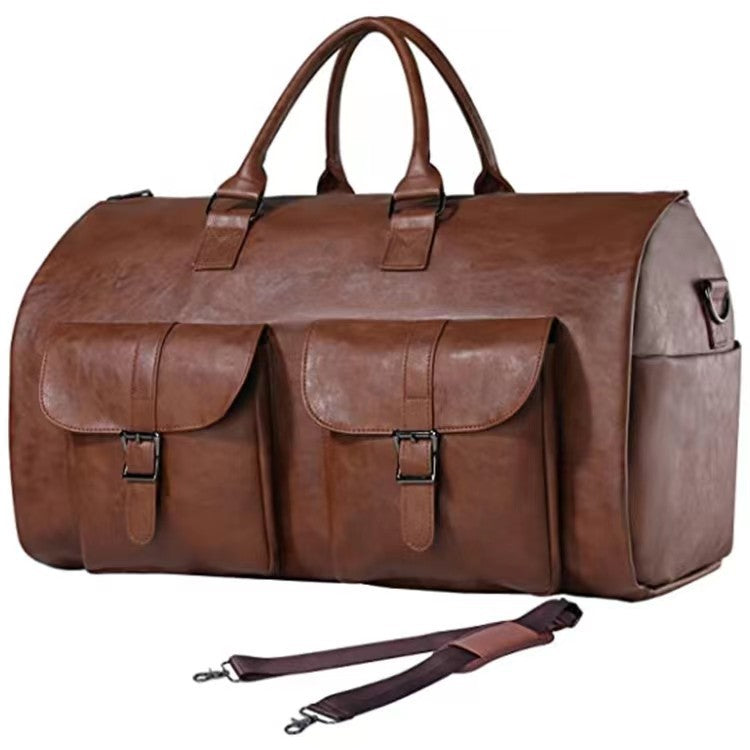 brown pu travel garment bag,custom,front 02