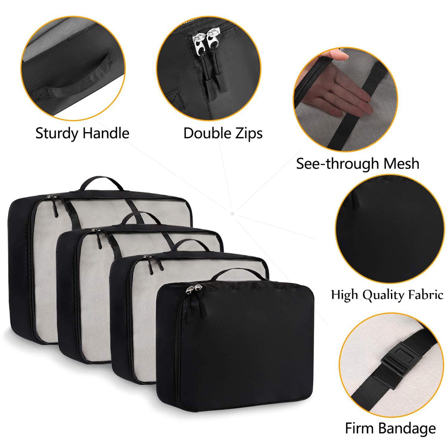 black nylon fanlosn travel packing organizers,custom,detail 02