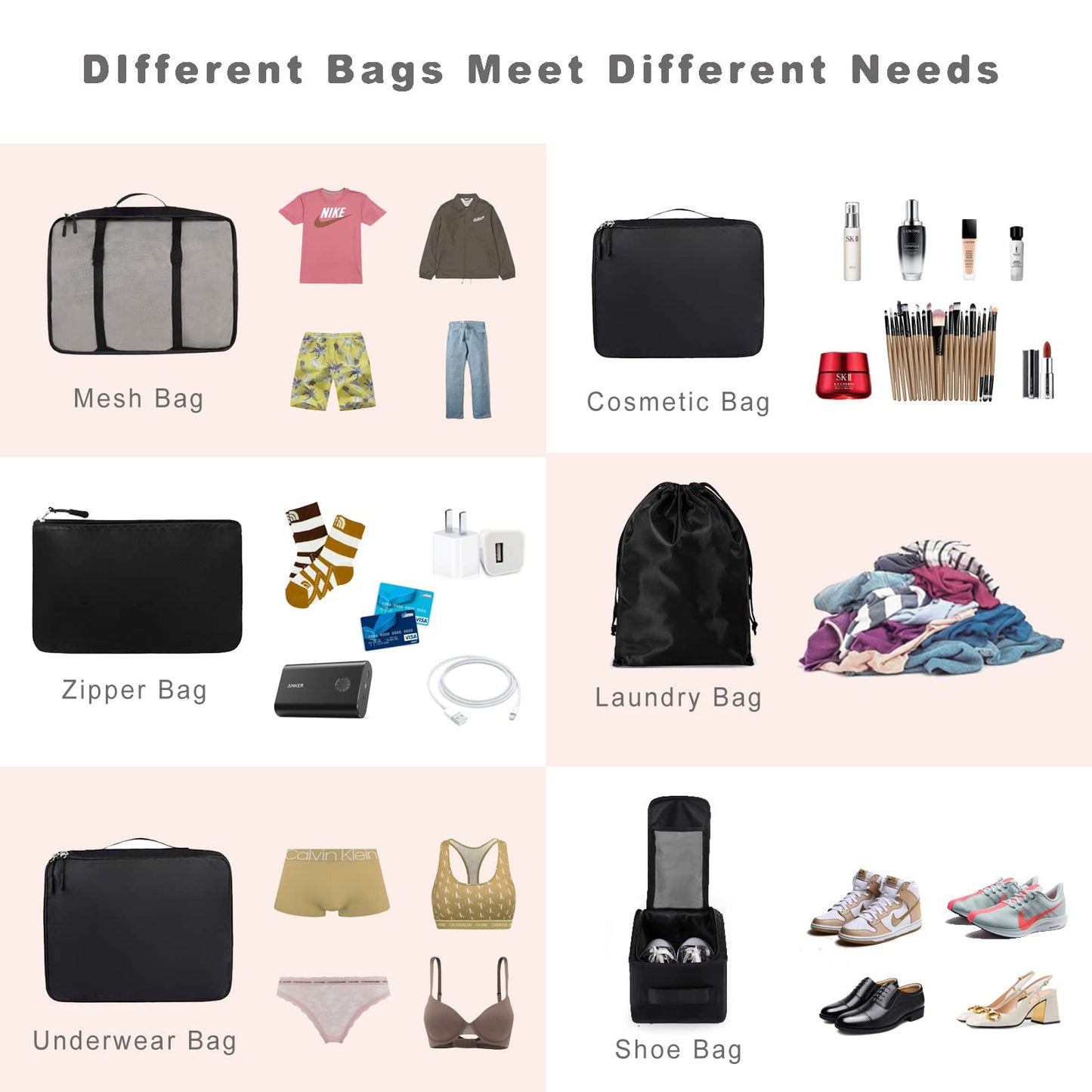 black nylon fanlosn travel packing organizers,custom,lifestyle