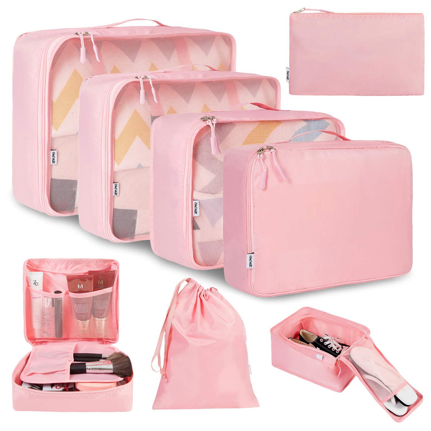 pink nylon fanlosn travel packing organizers,custom,front