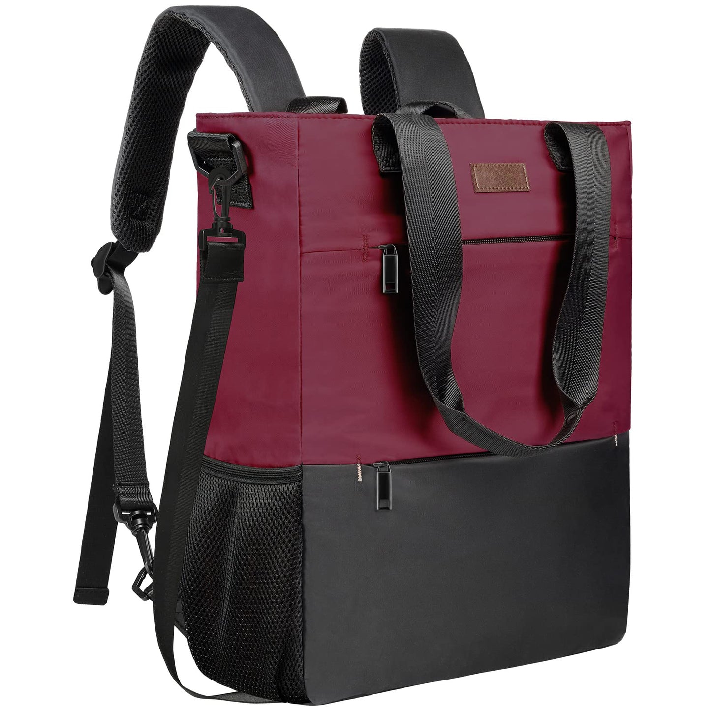 burgundy fanlosn nylon travel student backpack,custom,front