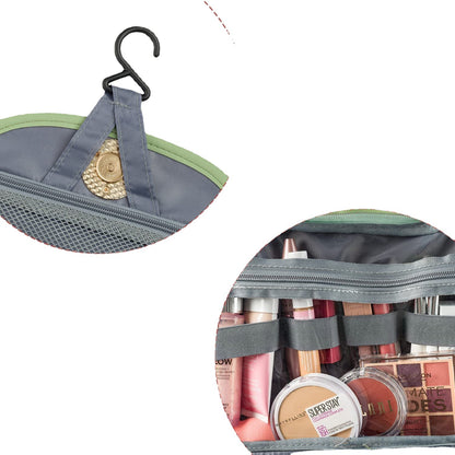 Portable hanging toiletry bag with hook design for bathroom and hotel organization