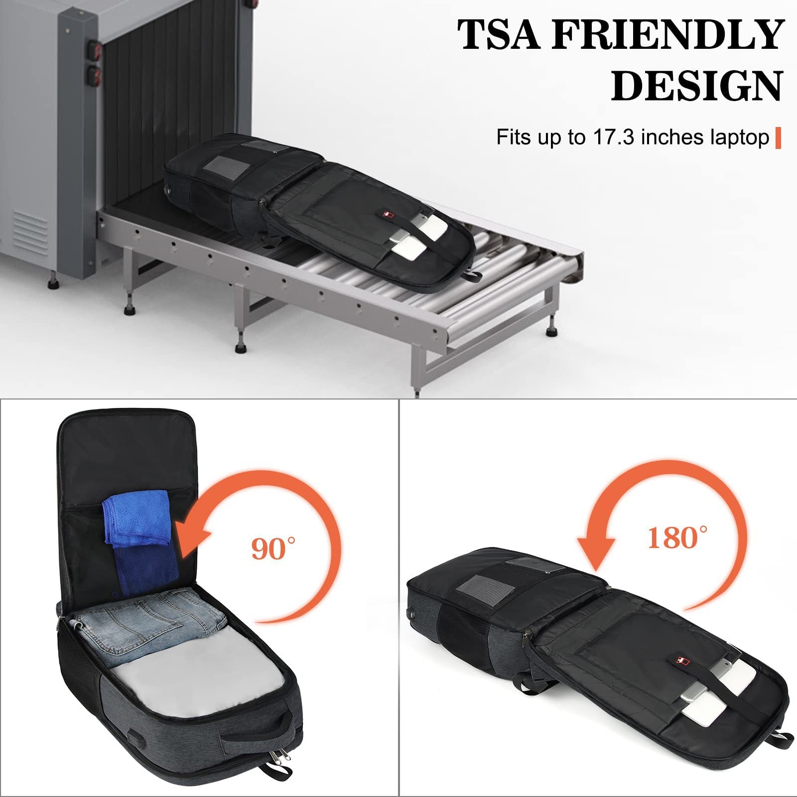 tsa laptop backpack with 180 degree opening laptop compartment for business travel