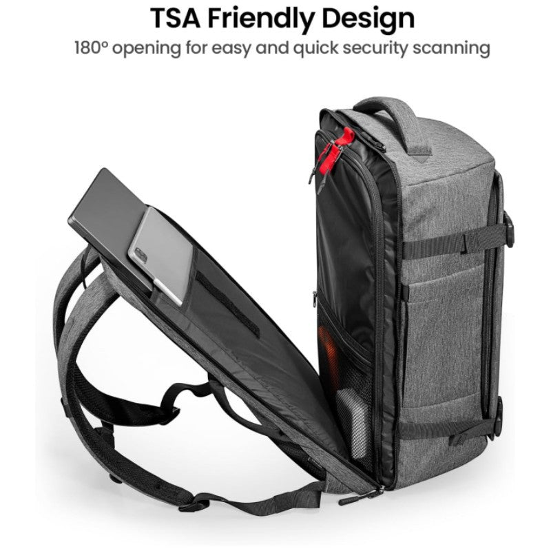 TSA travel backpack with 180 degree opening design for airport security checks