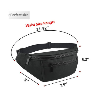 black 600d polyester unisex waist bag,custom,dimensions