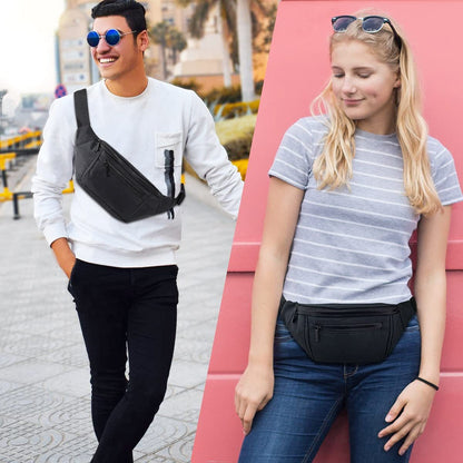 black 600d polyester unisex waist bag,custom,model display 2