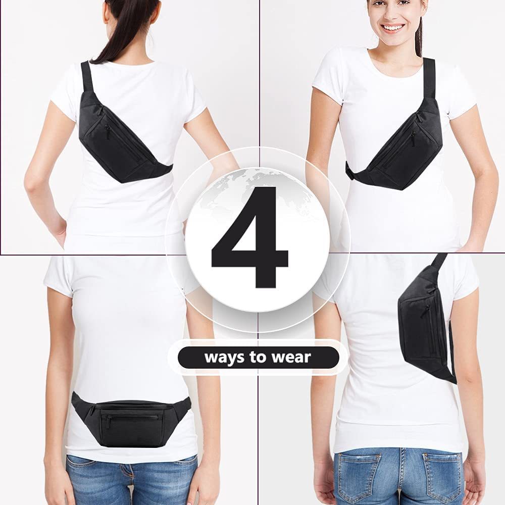 black 600d polyester unisex waist bag,custom,model display