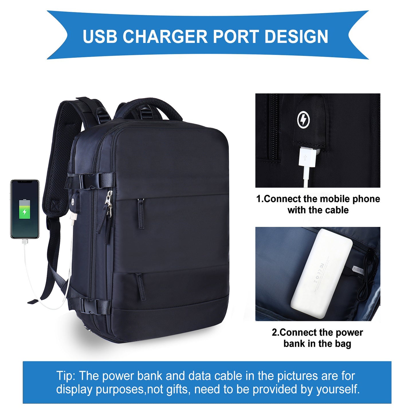 business travel backpack with usb charging port