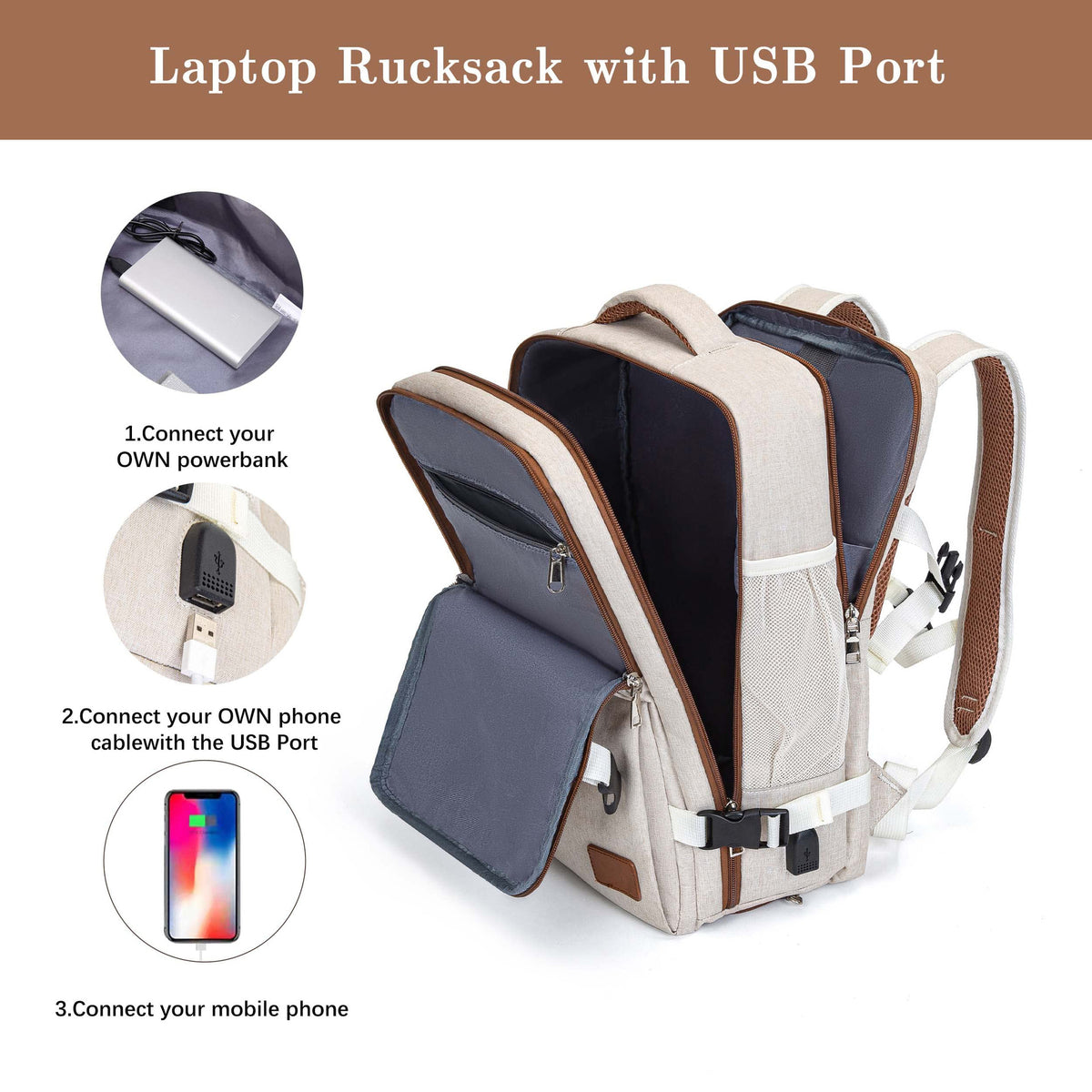 laptop backpack with usb charging port for business travel