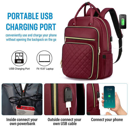 women's laptop backpack with external usb charging port