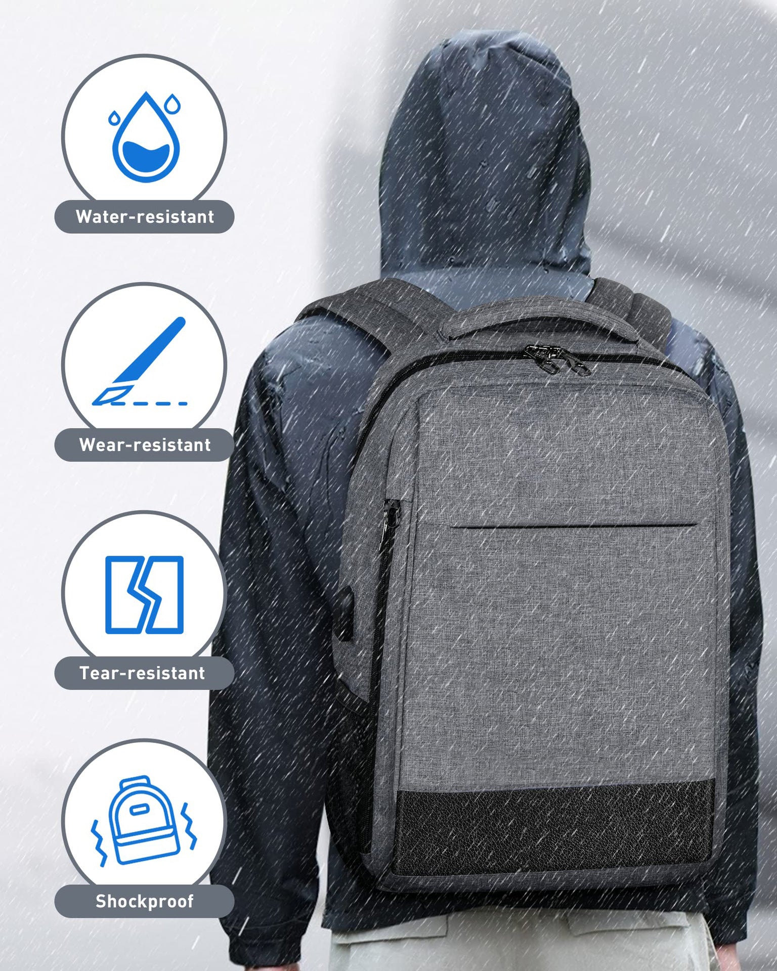 water resistant anti theft business travel backpack with durable fabric