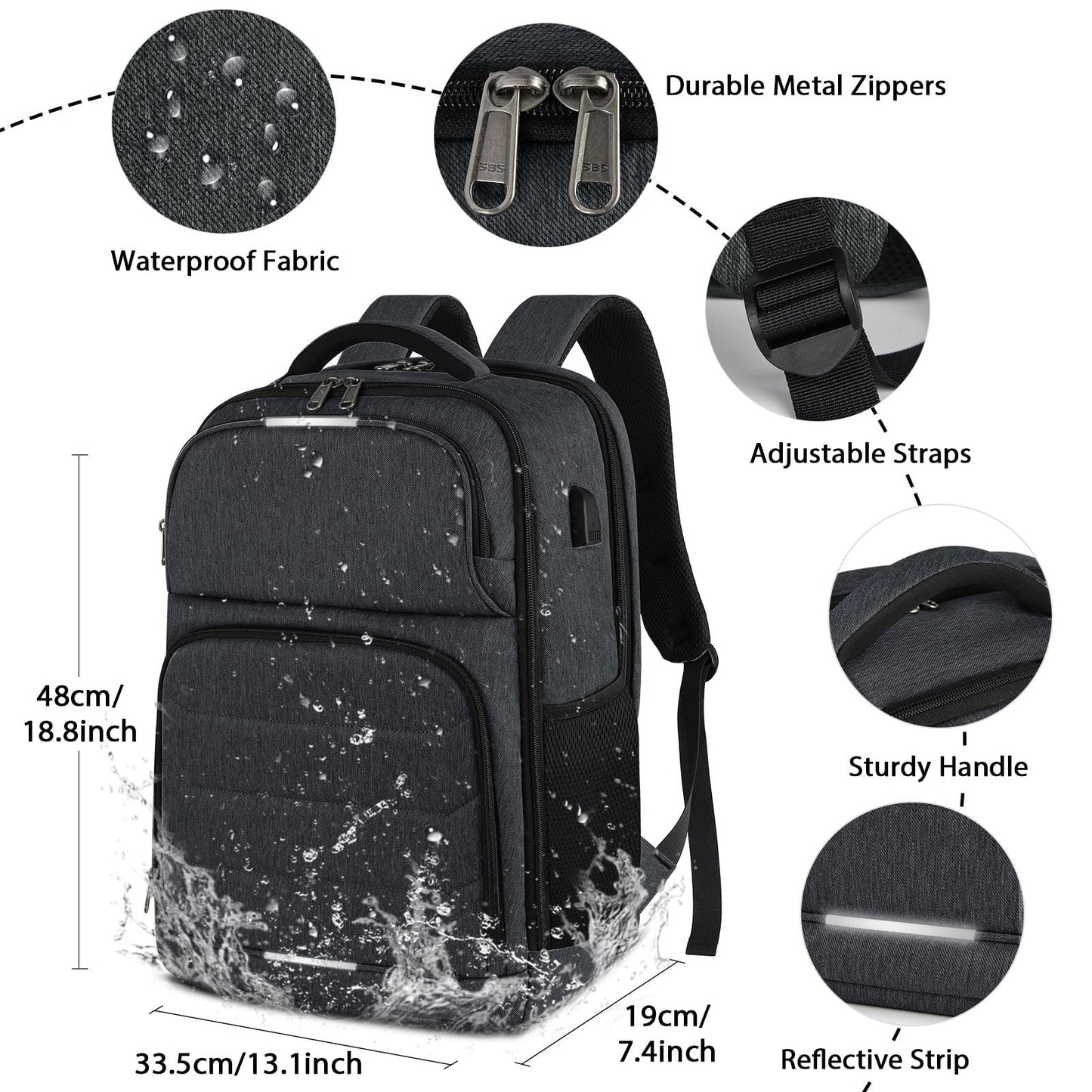 water resistant business backpack with durable fabric for daily commuting