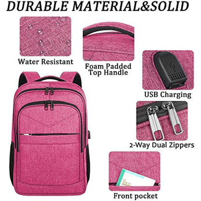 water-resistant travel pack with padded top handle, usb access, dual zippers and front storage pocket