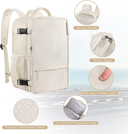waterproof travel backpack with airflow back panel and dry wet separation design