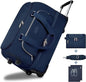 blue wheeled garment bag,custom,front