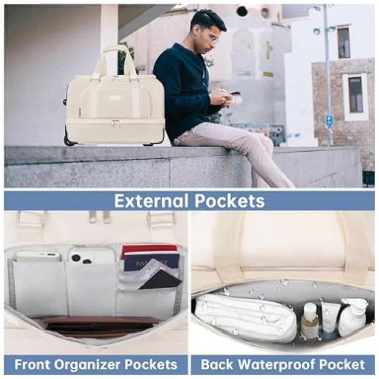 white wheeled garment bag,custom,lifestyle