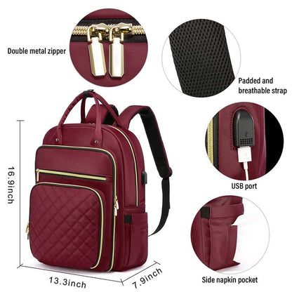 women's laptop backpack with usb port breathable straps and multiple pockets